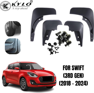 KYLO Mud Flap For Maruti Swift 2018, 2019, 2020, 2021, 2022, 2023, 2024(Black)