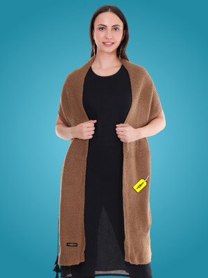 Pick Ur Needs Wool Self Design Women Shawl(Brown)
