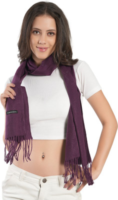 manra Wool Solid Women Shawl(Purple)