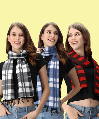 ANIXA Checkered Women Muffler(Pack of 3)