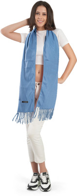 manra Wool Solid Women Shawl(Light Blue)