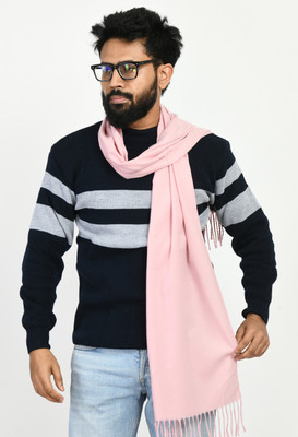 manra Wool Solid Men Shawl(Pink)