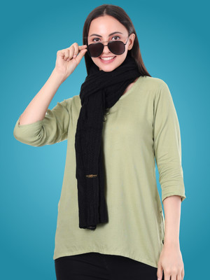 Pick Ur Needs Wool Woven Women Shawl(Black)