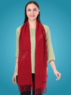 Pick Ur Needs Wool Self Design Women Shawl(Maroon)