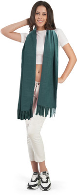 manra Wool Solid Women Shawl(Green)