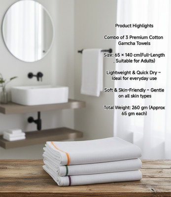 FS ENTERPRISES Cotton 350 GSM Bath, Face, Hair, Hand, Sport, Beach Gamcha Set(Pack of 3)