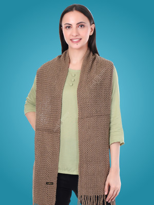 Pick Ur Needs Wool Self Design Women Shawl(Brown)