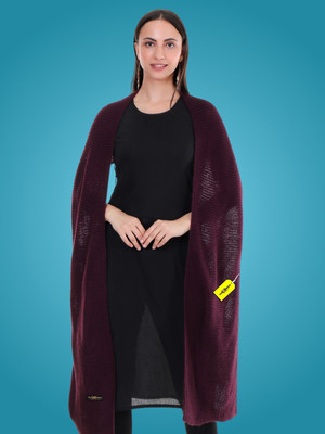 Pick Ur Needs Wool Self Design Women Shawl(Purple)