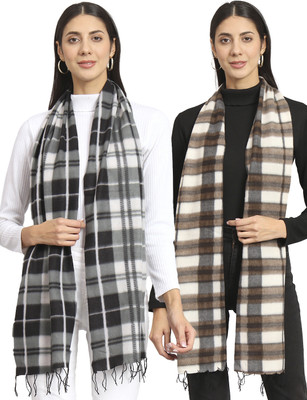 ANIXA Checkered Women Muffler(Pack of 2)
