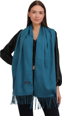 manra Wool Solid Women Shawl(Blue)