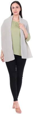 Pick Ur Needs Wool Self Design Women Shawl(Grey)