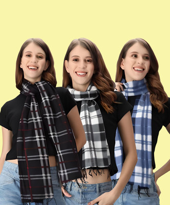 ANIXA Checkered Women Muffler(Pack of 3)