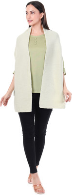 Pick Ur Needs Wool Self Design Women Shawl(Light Green)