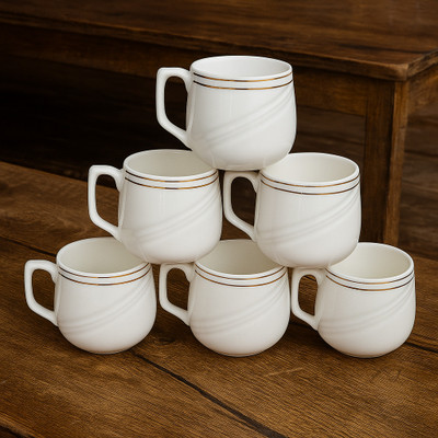 Jinendra Tea cup set of 6 for Home/Office/Gifts Bone China Coffee Mug(140 ml, Pack of 6)