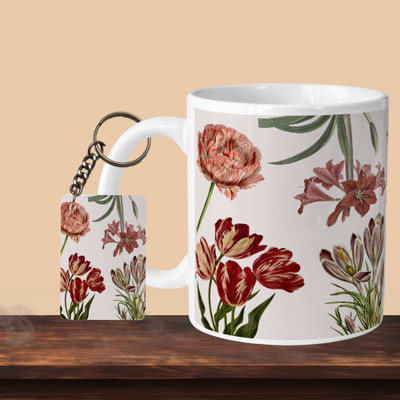 VM SHOPPING MALL Big Flower Full L-R Ceramic Coffee Mug(330 ml)