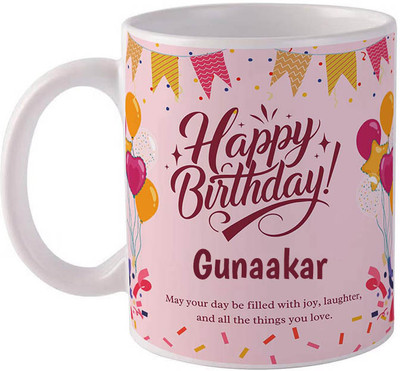 GIFTUATION Happy birthday Gunaakar / Gift for birthday Ceramic Coffee Mug(325 ml)