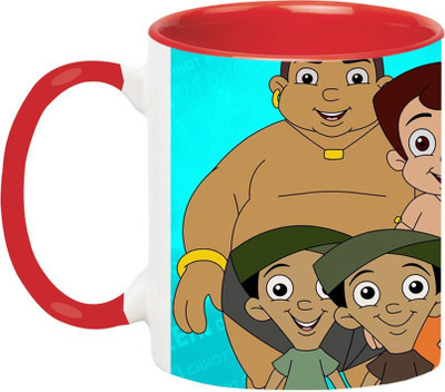 ARTBUG Chhota Bheem And Team -1268-Red Ceramic Coffee Mug(350 ml)