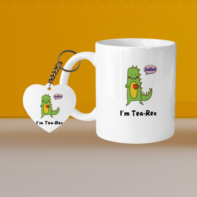 VM MALL 101_Perfect for Coffee and Tea - With Keychain VM I'm Tea Rex L H Ceramic Coffee Mug(330 ml)