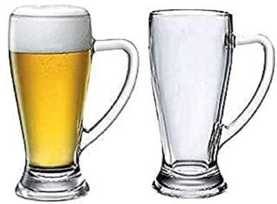 manekk world Premium Tall Beers 650ml Clear Thick Glass Cups Handle for Bar Pub Home Glass Beer Mug(650 ml, Pack of 2)
