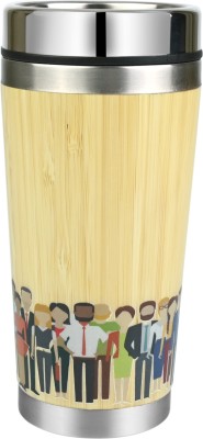 corner art store People Print Bamboo Insulated Tumbler With Lid Stainless Steel Tumbler(450 ml)