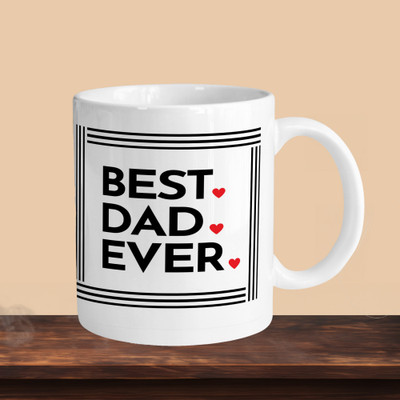 VM SHOPPING MALL Best Dad Ever 04 R Ceramic Coffee Mug(330 ml, Pack of 2)