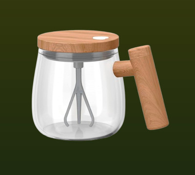 Volara One-Touch Stir Hot Chocolate – Automatic Mix Tumbler Glass Coffee Mug(400 ml)