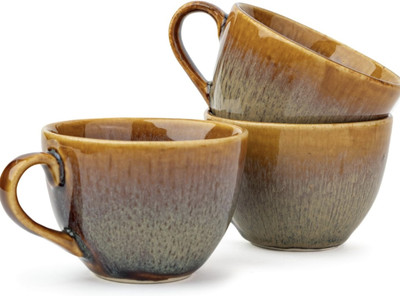 Raishsa Aesthetic Handcrafted Brown Coloured Ceramic Coffee Set of 2. Ceramic Coffee Mug(2 ml, Pack of 2)