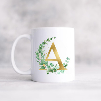 AASTHA IMAGINE A Letter Name Initial Alphabet Inspiration Printed Ceramic Coffee Ceramic Coffee Mug(325 ml)