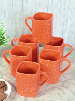 Fabinaliv FLMUG-1042 Ceramic Coffee Mug(380 ml, Pack of 6)