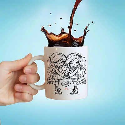 FLEXERSTYLE Cuddle Love Cute Coffee for Loved Ones for Coffee/Tea/Cup Best ValM_270 Ceramic Coffee Mug(325 ml, Pack of 2)