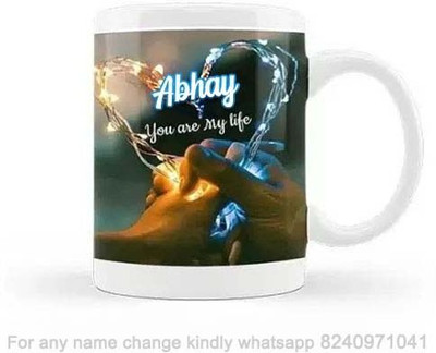GN ENTER Romantic Gift for Abhay Love theme Message 101_1009 Ceramic Coffee Mug(325 ml)