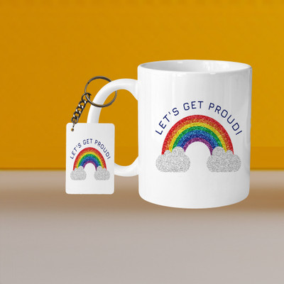 Print Ginnie 101_Perfect for Coffee and Tea - With Keychain VM Lets Get Proud L R Ceramic Coffee Mug(325 ml)