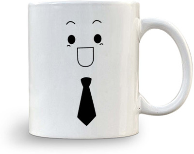 RB Point 1 Piece Cute Eyes of Bot Printed Ceramic Coffee Mug(325 ml)
