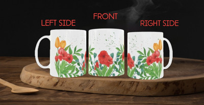 soanstar Floral Delight Coffee and Tea with Red Poppy and Yellow Tulip Design Ceramic Coffee Mug(325 ml)