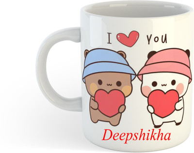 UNIARAWALAS I Love You Deepshikha Name Ceramic Coffee Mug(330 ml)