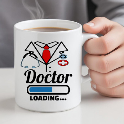 MBA GIFT WALA Doctor Loading Printed Cup, Best Gift for Doctors, Doctor Theme Ceramic Coffee Mug(330 ml)