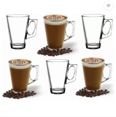 TRILOKNKS YJZB-2410-1 Glass Coffee Mug(245 ml, Pack of 6)