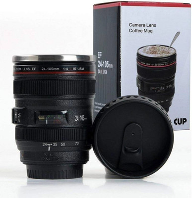 ATHRAVTOYS Camera Lens Shaped Stainless Steel (350 ml) Stainless Steel, Plastic Coffee Mug(350 ml)