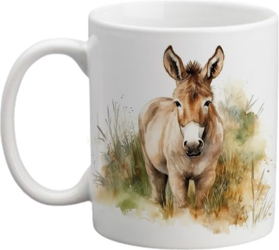 JoaToyBox Ethnic Design donkey Multicolour Printed Ceremic Coffee Gift for Family Ceramic Coffee Mug(330 ml)