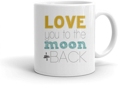 Clapcart Love You To The Moon Back Design Printed Ceramic Coffee Mug(350 ml)