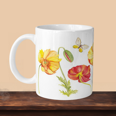 Print Ginnie 101_Crayon Flower L Ceramic Coffee Mug(325 ml)