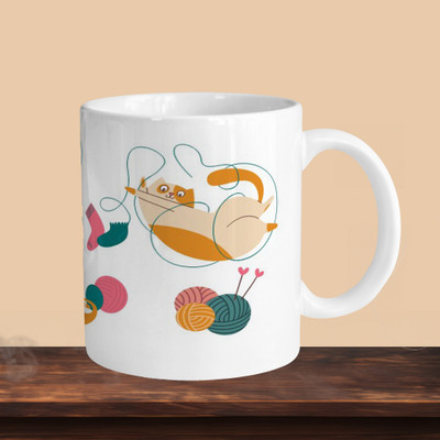 VM MALL 101_Cat Play R Ceramic Coffee Mug(330 ml)