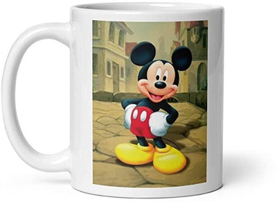 Manorath mickey mouse white printed coffee mug Ceramic Coffee Mug(345 ml)