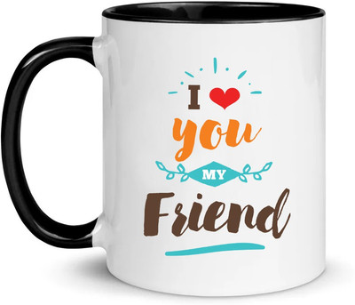popflip Premium Quality Black Color Printed With HappyFriendshipDay (2) Ceramic Coffee Mug(350 ml)