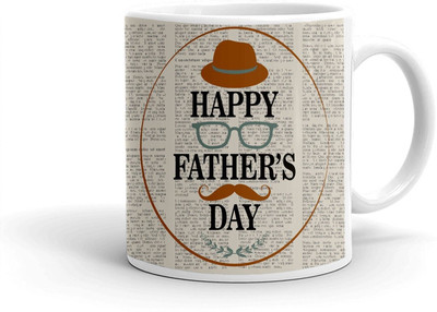 Clapcart Happy Father's Day Design Print Printed Ceramic Coffee Mug(350 ml)
