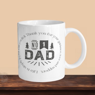 VM SHOPPING MALL No 1 Dad R Ceramic Coffee Mug(330 ml, Pack of 2)