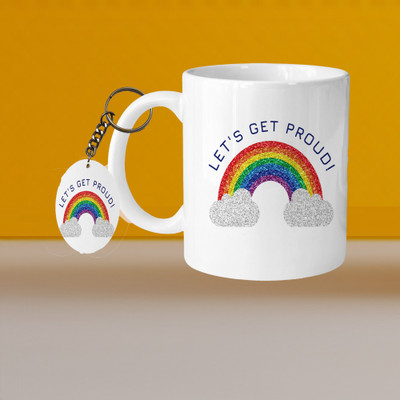 VM MALL 101_Perfect for Coffee and Tea - With Keychain VM Lets Get Proud L O Ceramic Coffee Mug(331 ml)
