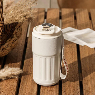 OXMEZA Insulated Coffee Travel with Touch Screen Digital Temperature Display Flask Stainless Steel Coffee Mug(460 ml)