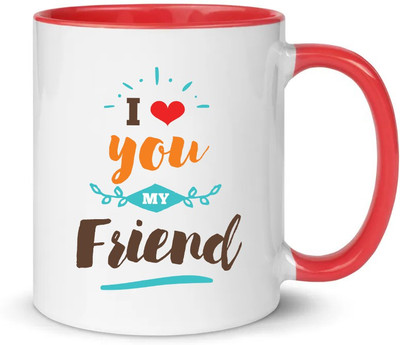 popflip Premium Quality Red Color Printed With HappyFriendshipDay (2) Ceramic Coffee Mug(350 ml)