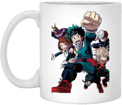 craft maniacs MY HERO ACADEMIA GREEN POSTER PRINTED 330 ML WHITE MUG FOR ANIME LOVERS Ceramic Coffee Mug(330 ml)